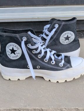Converse Black and White High-Top Platform Sneakers